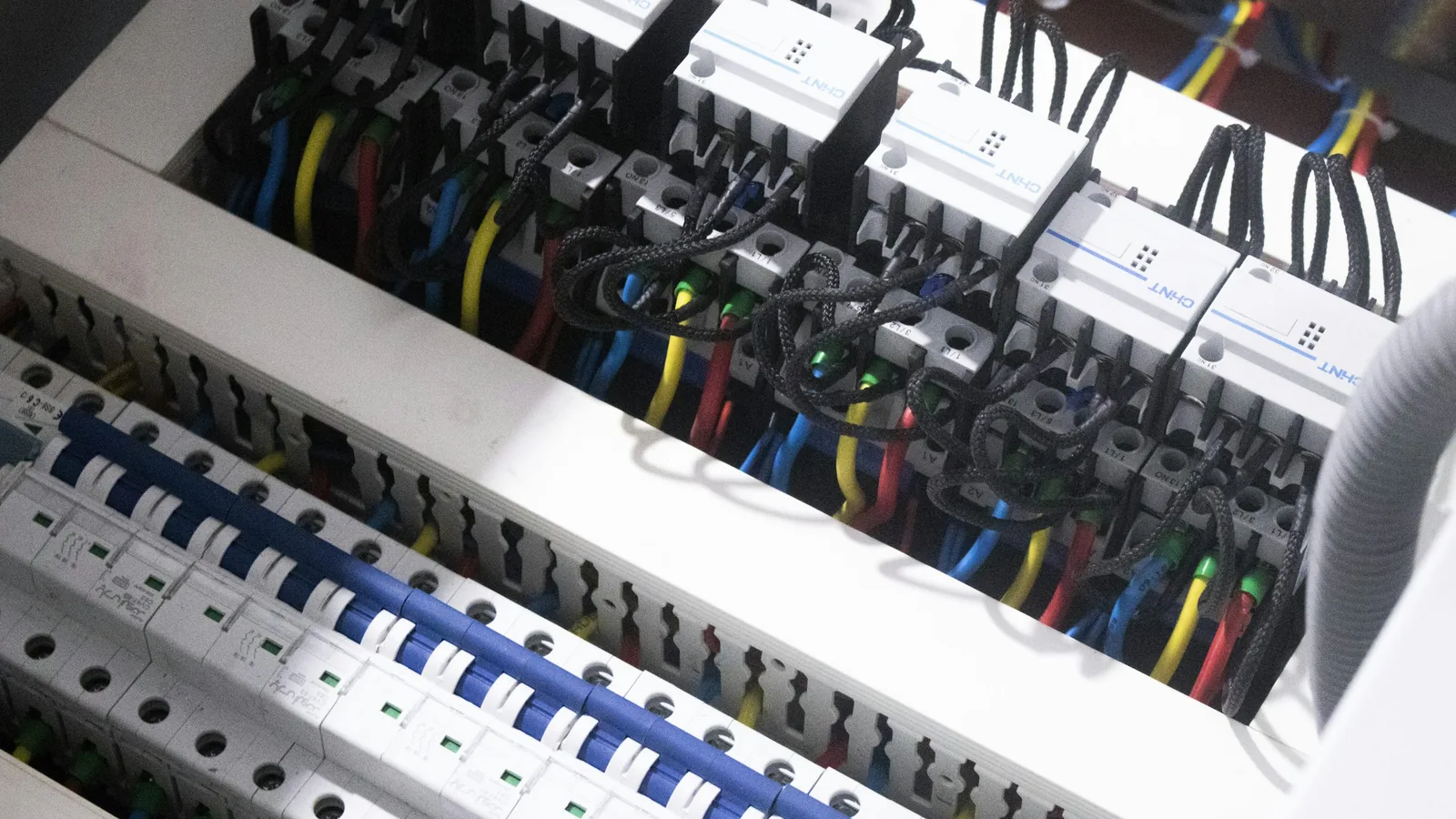 Electrical control panel components and cabling